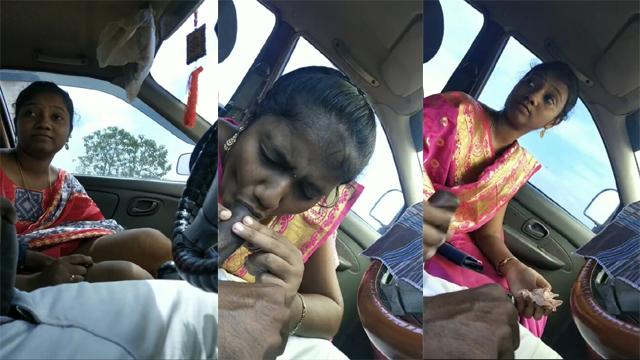 Tamil Married Wife Affair Ex BF BJ inside the Car